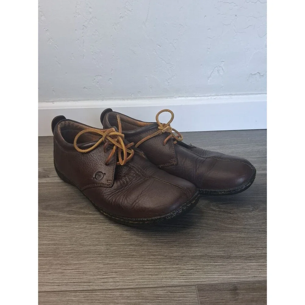 Born Women's Brown Leather Oxford Comfort Shoes Size 8.5 US 40 Handcrafted Lace